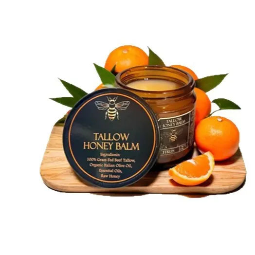 FatOfTheLand Organic Grass-Fed Beef Tallow Balm with Raw Honey - Moisturizing Cream for Soft, Smooth Skin