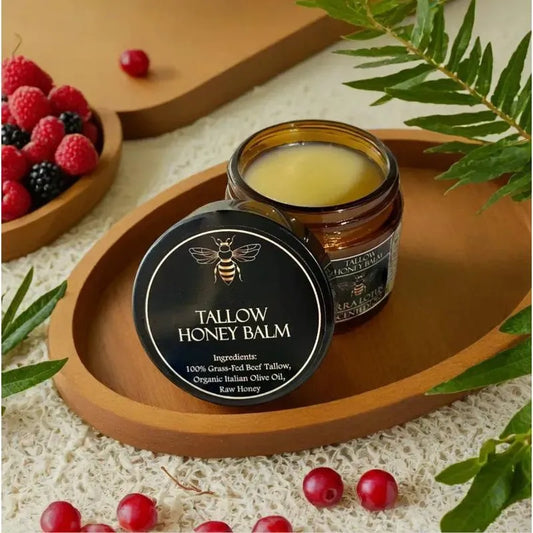 FatOfTheLand Organic Grass-Fed Beef Tallow Balm with Raw Honey - Moisturizing Cream for Soft, Smooth Skin