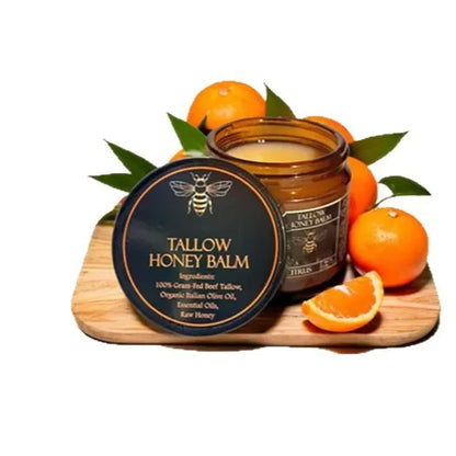 FatOfTheLand Organic Grass-Fed Beef Tallow Balm with Raw Honey - Moisturizing Cream for Soft, Smooth Skin